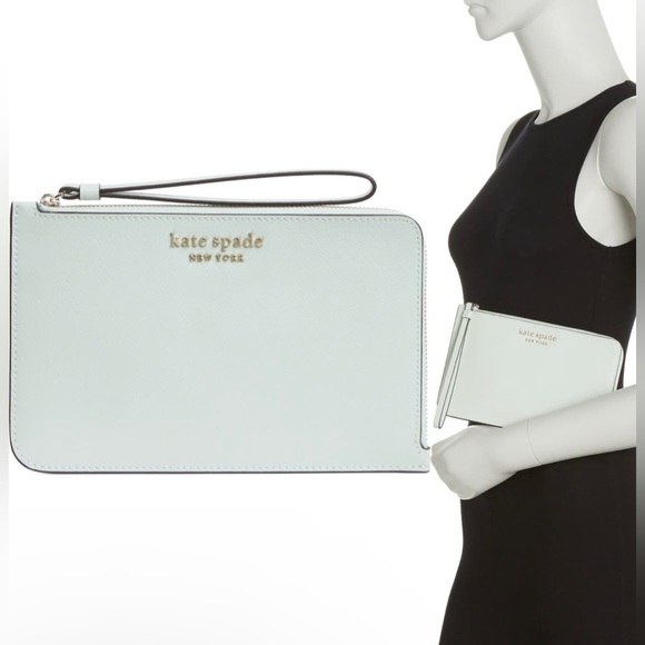 NWT Kate Spade green color block flap crossbody bag and NWT mint wristlet set - Picture 11 of 15